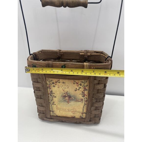 CHRISTMAS Herald Angels Sing Deep Woven Wicker HOLIDAY BASKET w/ Handle - Picture 6 of 12